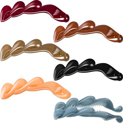 6 Pieces Banana Hair Clips Hair Comb Claw Hair Clincher Comb for Girls Women Thick Medium Hair, 4.13 Inch (Black, Peach, Khaki, Brown, Wine Red, Blue)