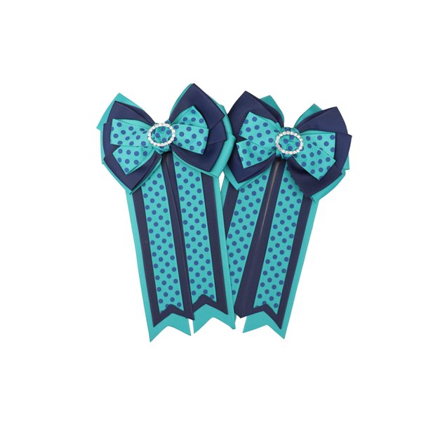 Horse Show Bows (Teal Polka-dot)