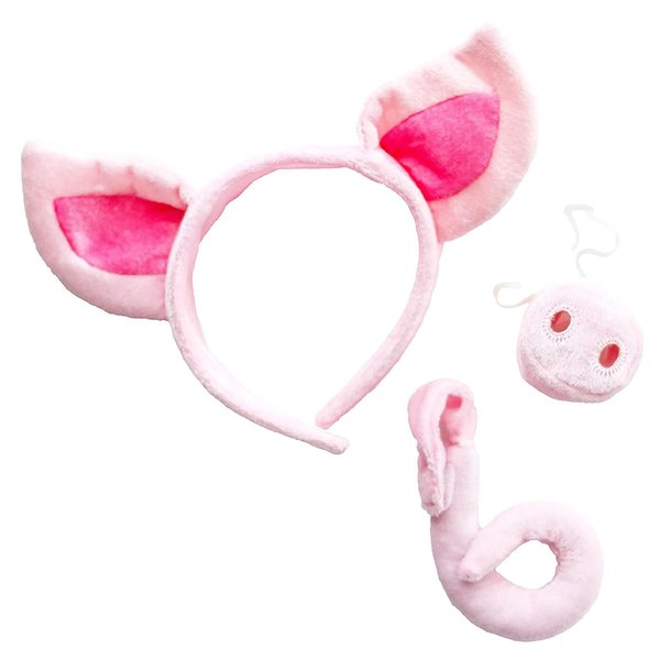 Squirrel Products Pig Headband Ears, Snout and Tail Costume Accessory Set, One Size Fits All Ages 3+