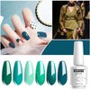 Vishine Gel Polish Set Green Teal Blue Glitter Colors 6pcs Soak Off UV LED Gel Nail Manicure Kit 8ML