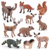 Realistic Wild Life Jungle Animal Figures Playsets 10 PCS White-Tailed Deer Squirrel Red Fox Rabbit Raccoon Pig Brown Bear Figurine Statue Party Favors Supplies Boys for Girls Kids