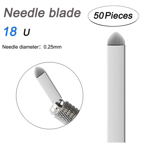 Pinkiou Brow Henna Tattoo Needles Disposable Microblading Needles Curved Embroidery Arc Blades for Permanent Makeup (U18)