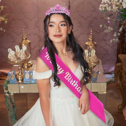 YISSION Hot Pink Birthday Headband Birthday Girl Sash & Crown Happy Birthday Headband Princess Tiara Crown for Women Girls Birthday Party Decorations