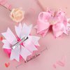 3Pcs Valentine's Day Bows Clips Mother's Day Hair Bows Gift Pink Bowknot Love Heart Pattern Headwear Hairpin Alligator Clips Bows for Girls Toddlers Kids Womens (Valentine's Hair Bows - 5)