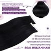 LaaVoo Black Tape in Hair Extensions Human Hair Jet Black Tape ins for Black Women Human Hair Thick End Straight 18 inch 20pcs 50g