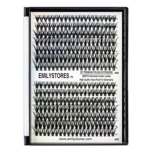EMILYSTORES Lashes Extension Kit DIY 280pcs Lash Clusters Eyelash Extension Kit, 10-16mm Mix Sizes 80D Curl Individual Lashes Kit for DIY Eyelashes (80D)