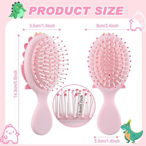 mini hair brush for kids, small toddler Hair Brush, travel hair brush for Boys and Girls,Baby hair detangling brush Massage Hair Brush with Air Cushion for Thick or Curly Hair Straight Hair(Pink)