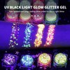 Glow in The Dark Glitter Gel for Women, 12 Colors Chunky Makeup Fine Glitter, UV Black Light Glitter for Body/Face/Hair/Eyeshadow, Glitter for Carnival Party(Not Loose Glitter)