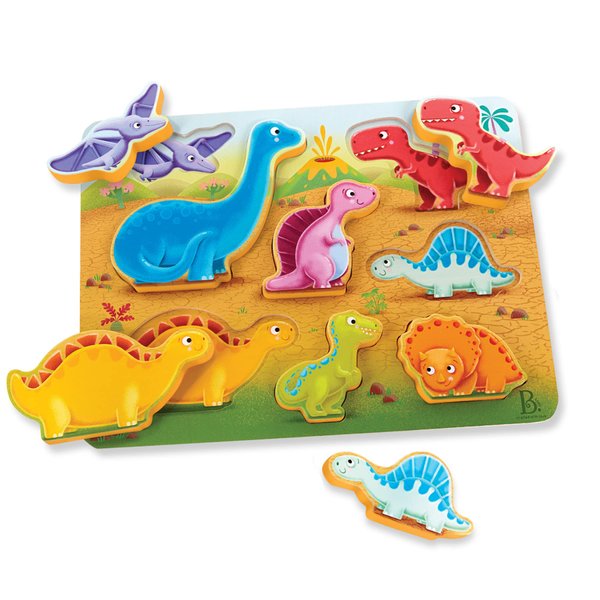 B. toys- Peek & Explore - Dinosaurs- Wooden Puzzle – Chunky Puzzle for Toddlers, Kids – Dinosaur Puzzle – Educational & Developmental Toys – 2 Years +