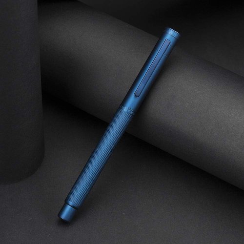 Dark Blue Forest Fountain Pen Extra Fine Nib Classic Design with Converter and Metal Pen Case Set by Asvine