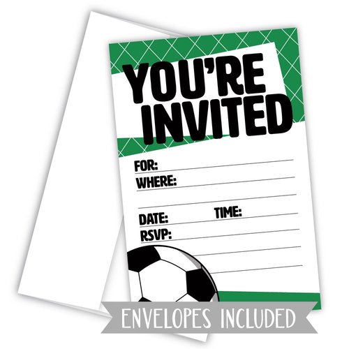 Soccer Party Invitations (20 Count) with Envelopes