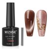 MIZHSE Cat Eye Gel Nail Polish: Brown Magnetic Gel Polish with Magnet Stick, Maillard Style Magic Effect Galaxy Shimmer Glitter Holographic Nail Gel Soak Off Nail Art Salon Manicure Home