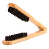 Hair Straightener Comb, Professional Hairdressing Comb Double Brushes Wooden Anti-static Hair Straightener Tool