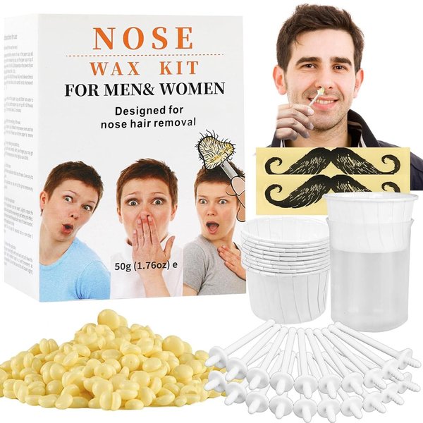 Nose Wax Kit from CoFashion - 50g Wax for Hair Removal, 20 Applicators, 10 Paper Cups for Nose and Ear Waxing