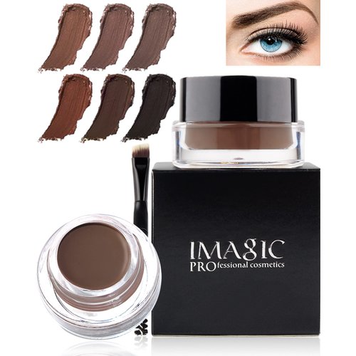 Eyebrow Pomade Waterproof, Tinted Brow Gel Cream with Brush, High-pigmented 24 Hour Wear, Smudge Proof &Sweat-proof, Super Creamy Eyebrow Pomade Filling & Shaping Brows for Women- Medium Brown