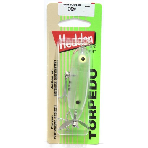 Heddon Torpedo Prop-Bait Topwater Fishing Lure with Spinner Action, Clear, Baby Torpedo (3/8 oz)