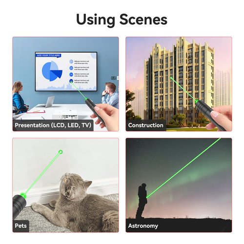 MIPREZT Rechargeable Green Laser Pointer high Power, 10000 Feet Long Range Laser Beam Light Pen, Strong Laser Pointer for TV LED LCD Screen, Green Laser Light for Dogs Cats Outdoor Hunting Teaching