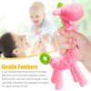 SHARE&CARE BPA Free Silicone Giraffe Baby Teether Toy with Storage Case, for 3 Months Above Infant Sore Gums Pain Relief and Baby Shower, Baby Teething Toys (Pink)