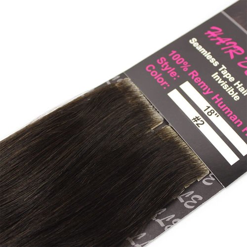 20 Pcs X 18" Tape In PU Machine Injected Invisible Seamless Remy Human Hair Extensions #2 Dark Brown color