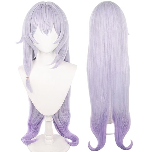 Gorgewg for Black Swan HSR Cosplay Wig Star Rail Long Straight Purple Roleplay Costume Wigs Synthetic Hair for Women