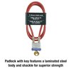 Master Lock 719D Steel Cable with Integrated Outdoor Padlock with Key, 1 Pack, Silver, 3' Long x 3/16' Diameter