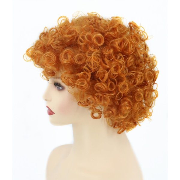 Lucoacos Annie Wig Short Curly Afro Wig Orange Clown Wig for Girls Women Halloween Party Costume Wig