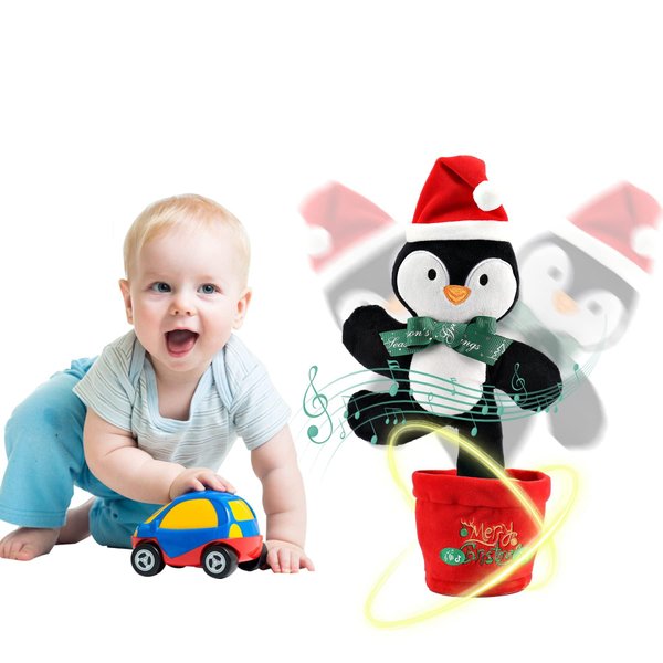 MIAODAM Dancing Penguin Toy, Stuffed Animal Plush Decor with Music and Lights Glowing Baby Toy, Repeat What You Say Talking Cactus Animal Plush Baby Kids Gift
