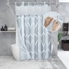 YIATN No Hook Grey Shower Curtain with Snap in Fabric Liner Set - Hotel Style with See Through Mesh Top Window, Modern Geometric Waterdrop Design,Water-Repellent & Washable, 71x74 INCH