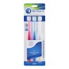 Brilliant Soft Bristle Toothbrush for Adults - Round Brush Head Micro-Fine, Rounded-Tip 360 Degree All Around Bristles, Sensitive Tooth Brush, Oral Hygiene Products, Red-Clear-Blue, 3 Count