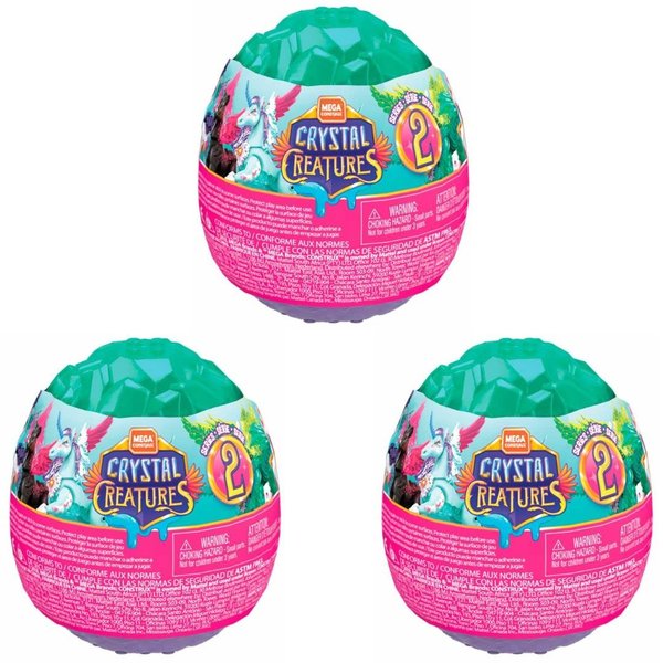Mega Construx Crystal Creatures Series 2 Mystery Egg Slime Toy Building Set (Pack of 3)