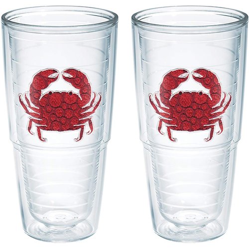 TERVIS Red Crab Dots Made in USA Double Walled Insulated Tumbler Cup Keeps Drinks Cold & Hot, 24oz 2pk, No Lid