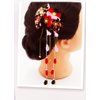 CRB Fashion Womens Kimono Traditional Tsumami Kanzashi Outfit Wedding Japanese Asian Yukata Hair Tie Flower Floral Fan Barrette Clip (Red #2)