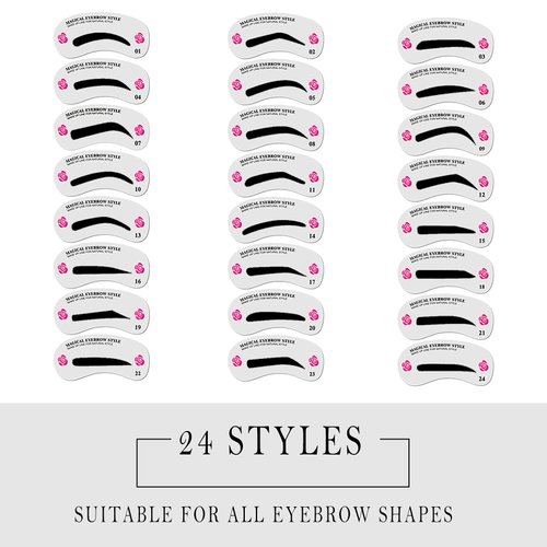 24PCS Eyebrow Stamp Stencil Kit Eyebrow Stencils Eyebrow Template Eyebrow Shaper Kit Brow Stencil for Shaping Fashionable Eyebrows
