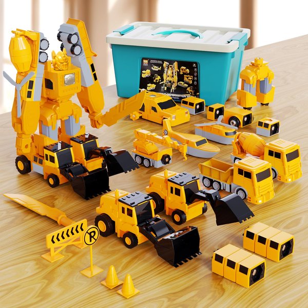 ID Gerilla Magnetic Transform Engineering Car Assembled Toys for Boys, 35 Pcs Toy Construction Vehicles with Storage Box, Birthday for Over 3 Years Old Toddlers and Boys