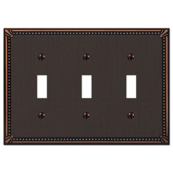 Amerelle 44RRAN 74TTTDB Wallplate, Double Toggle, Aged Bronze