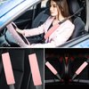 10 Pcs Pink Car Accessories Set, Pink Steering Wheel Cover Fluffy Armrest Box Mat Handbrake Cover Seat Belt Shoulder Pads Gear Shift Cover Ignition Button Ring Stickers Mirror Hanging Ornaments
