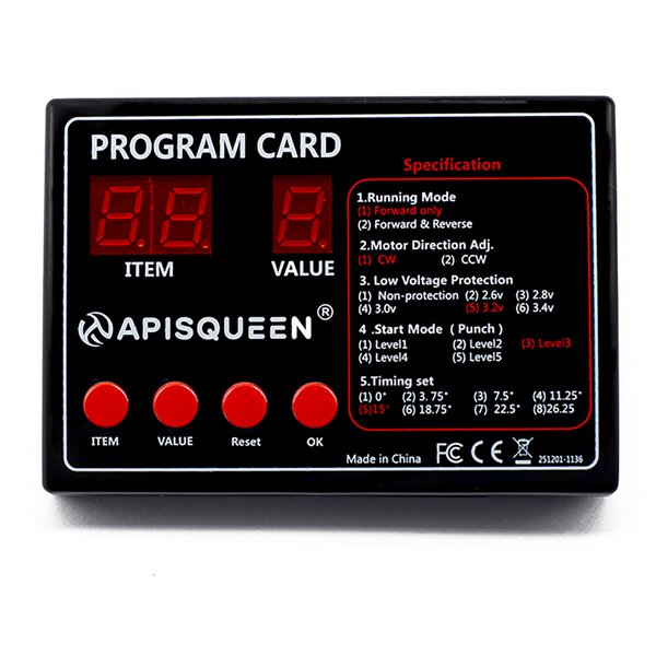 ApisQueen O'Hara Series RC Boat ESC Parameter Programming Card for (70A/90A/120A/150A Electronic Speed Controller)