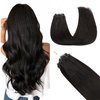 GOO GOO Micro Link Tip Hair Extensions Real Human Hair, 14inch 50g 50S, Cold Fusion Micro Link Tip Hair Extensions, Invisible Remy Hair Extensions, #1B Natural black