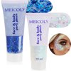MEICOLY 2pcs Face Body Glitter,Singer Concerts Festival Rave Accessories,Mermaid Face Glitter Gel,Sparkling Sequins Glitter Face Paint,Holographic Chunky Glitter for Eye Lip Hair,100ml,White+Blue