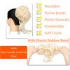 Qunlinta Messy Bun Hair Piece, Long Wavy Tousled Updo Hair Bun Extensions Wavy Hair Wrap Ponytail Hairpieces Hair Scrunchies with Elastic Hair Band for Women Girls -Bleach Blonde