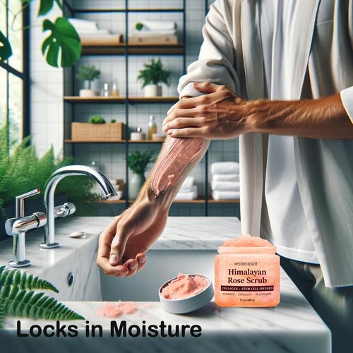 MYSTÉRE BEAUTÉ Himalayan Salt Body Scrub 12 oz - with Collagen and Stem Cells - Exfoliating Salt Scrub for Cellulite - Deep Cleansing for Acne, Scars, Wrinkles - Moisturizes Skin