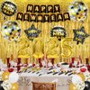 YQUQWN 84 PCS Happy New Year Decorations Set 4D Disco Ball Balloons Happy New Year Banner 2025 Black Gold Party Decorations New Years Eve Party Supplies 2025 New Years Eve Decorations Fringe Curtain