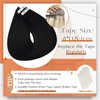 Full Shine Seamless Tape on Real Hair Extension Color 1 Jet Black Double Sided Tape in Hair Extensions Human Hair 12 Inch Short Hair Cut Layered Hair Style 30G 20Pcs Adhesive Tape ins Thick End