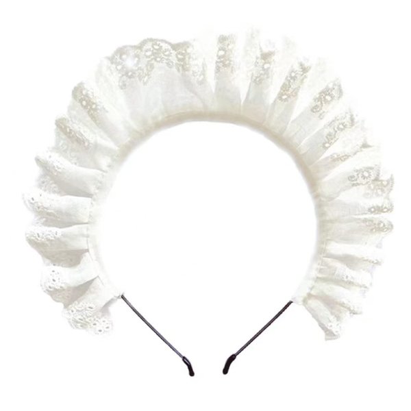 Pleated Laces Hair Hoop Women Elegant Hollow Out Pattern Makeup Headband for Girls Cosplay Maid Hair Accessories