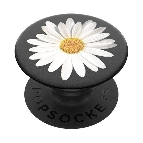 PopSockets PopGrip: Phone Grip and Phone Stand, Collapsible, Swappable Top, White Daisy