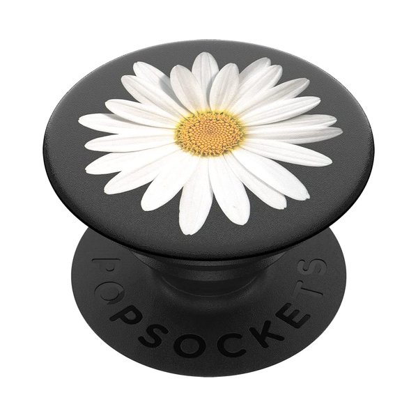 PopSockets PopGrip: Phone Grip and Phone Stand, Collapsible, Swappable Top, White Daisy
