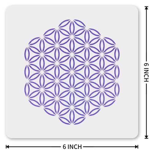 MAGJUCHE Sacred Geometry Stencil 6 Inches, Reusable Flowers of Life Stencil for Painting DIY Crafts Decor
