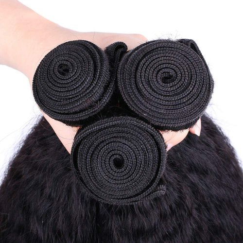 Kinky Straight Human Hair 3 Bundles 22 24 26 Inch Yaki Straight Human Hair Bundles 100% Unprocessed Brazilian Kinky Straight Bundles Sew in Hair Extensions Natural Black