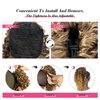 Deep Curly Drawstring Ponytail Extension for Black Women Afro Kinky Curly Pony Tail Hair Piece Synthetic Hair Extensions With 2 Clips 14 Inches (T33/27)