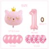Cat Birthday Decorations, Cat Balloons, Pink 1 Balloon Number 40 inch, Cat Themed Birthday Party Decorations, One Balloons for 1st Birthday Decorations Girl